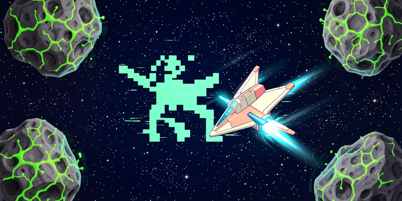 Invaoids-fected key art — infected asteroids and arcade combat